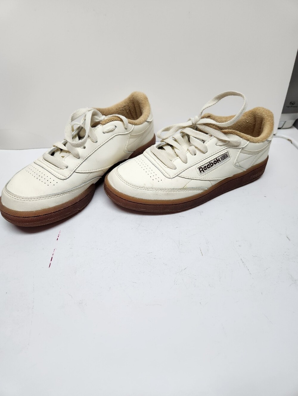 REEBOK Cream and Brown Low-Top Sneakers 7.5
